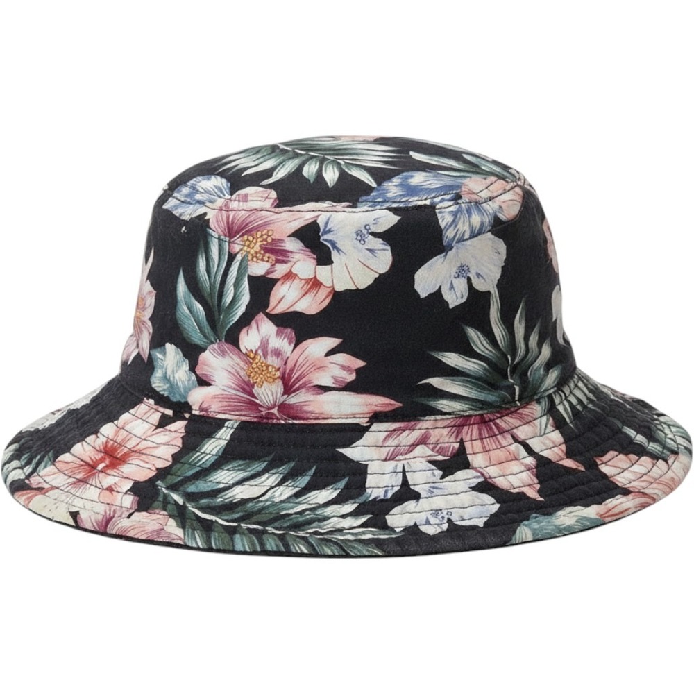 Kenny K Floral Bucket Hat Black Tropical Cotton Sun Hat L/XL